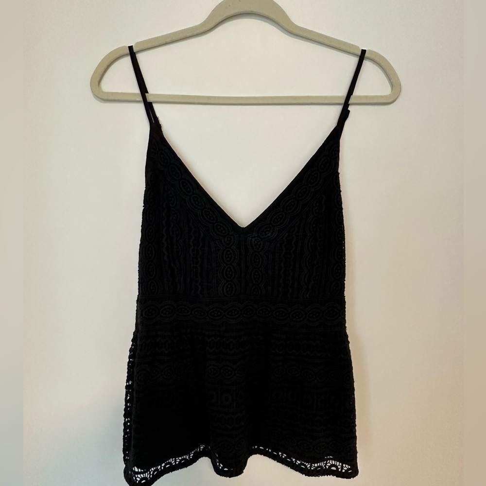 Black detailed lace tank
